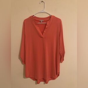 White Birch Coral V-Neck Blouse